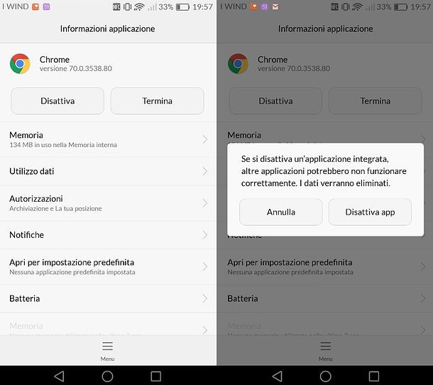 Come disinstallare Google Chrome da Android