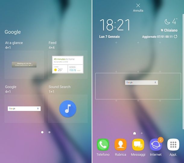Come rimettere barra Google su Samsung