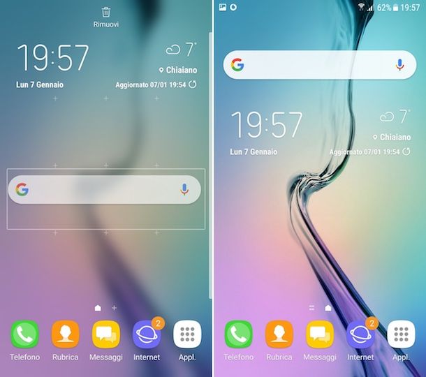 Come rimettere barra Google su Samsung