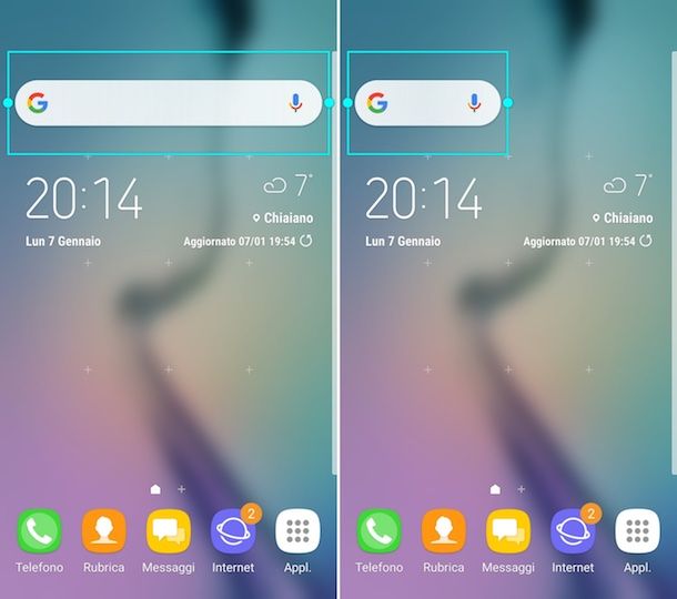 Come rimettere barra Google su Samsung
