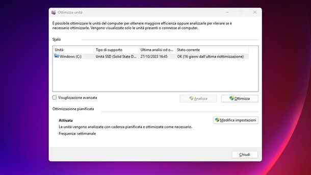 Ottimizzazione SSD Windows 11