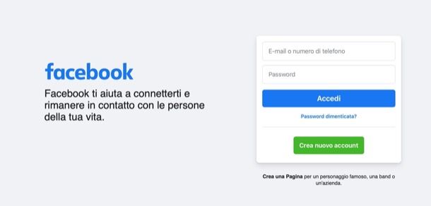 Accedere a Facebook