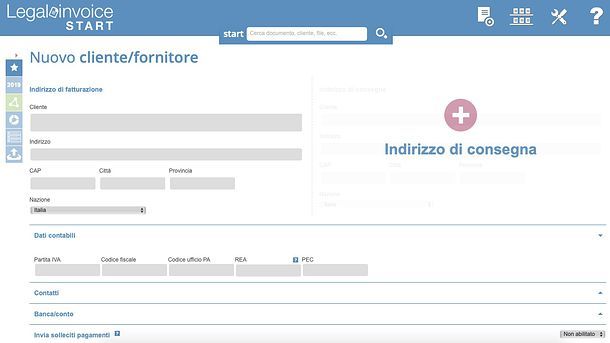 Gestione anagrafiche Legalinvoice