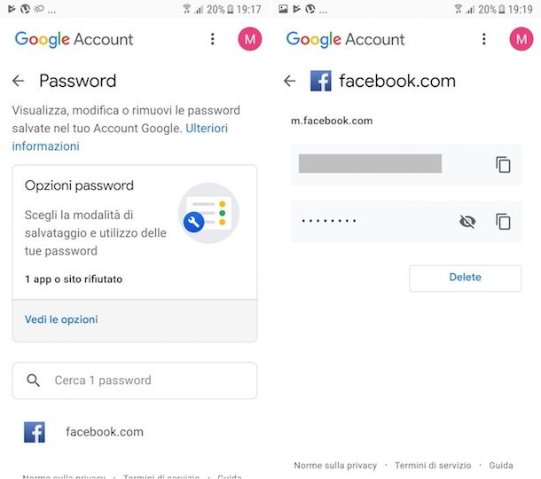 Come cancellare password memorizzate Facebook