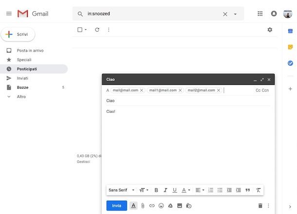 Come inviare email a più destinatari con Gmail