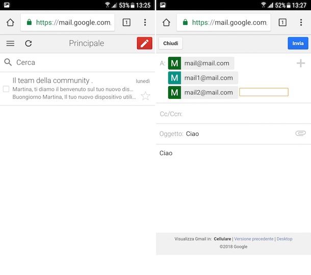 Come inviare email a più destinatari con Gmail