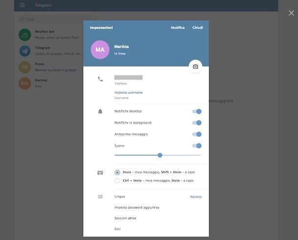 Come disattivare Telegram
