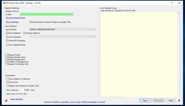 Come sincronizzare contatti Gmail su Windows