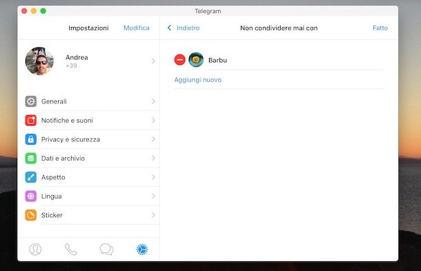 Telegram non vedo contatti