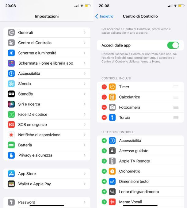 Modifica Centro di Controllo iOS