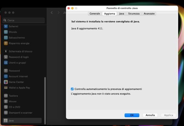 Verificare la disponibilità di aggiornamenti