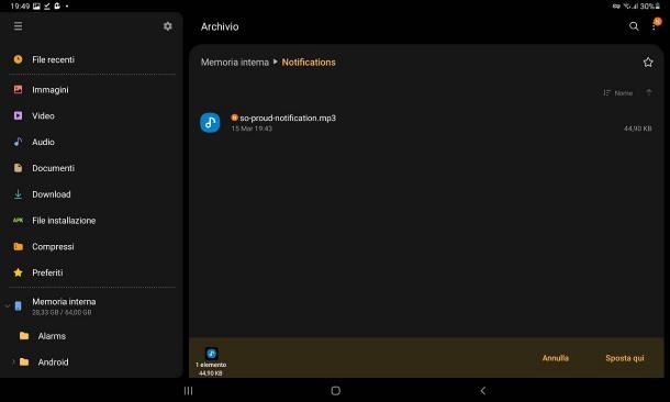 Come cambiare suoneria notifiche Samsung