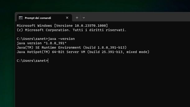 Vedere versione Java Windows 11