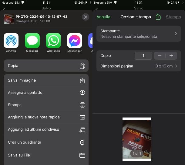 Come stampare foto da WhatsApp su iPhone
