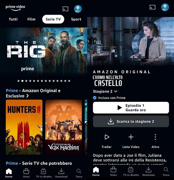 Amazon Prime Video App per serie TV