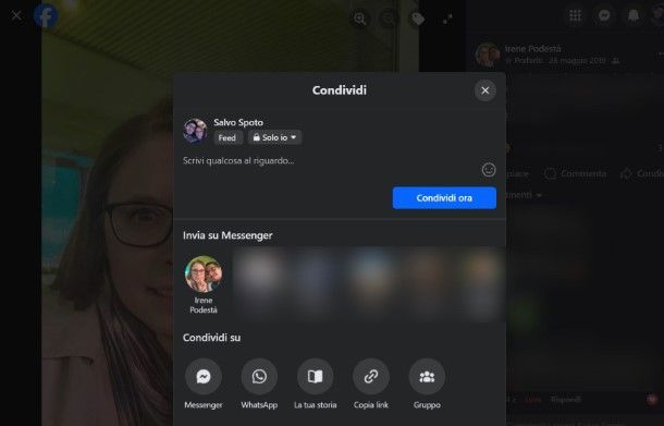 Condividere foto Facebook su WhatsApp
