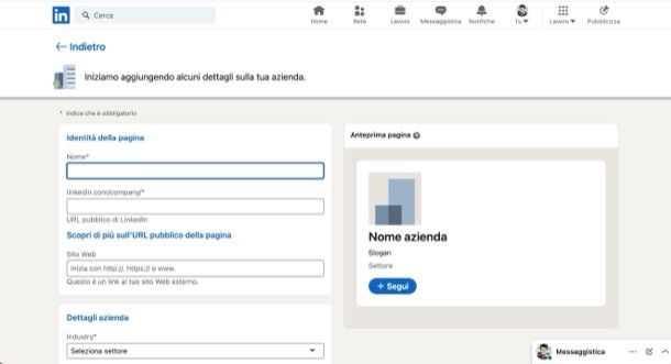 Creare pagina aziendale su LinkedIn
