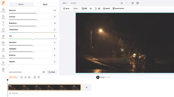 Come schiarire un video online FlexClip