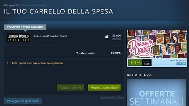 Acquisto Steam Jurassic World Evolution