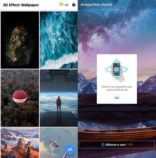 Sfondi effetti 3D dal vivo Android
