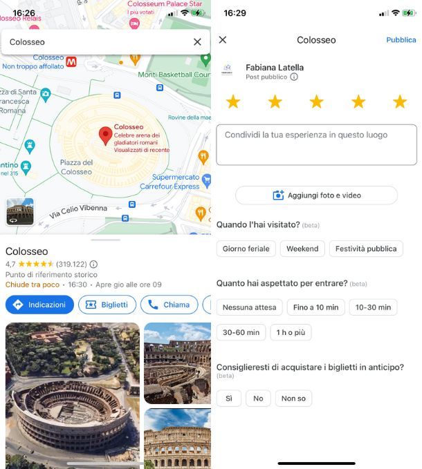 Recensione Google Maps da smartphone