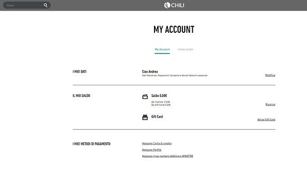 Gestione account CHILI