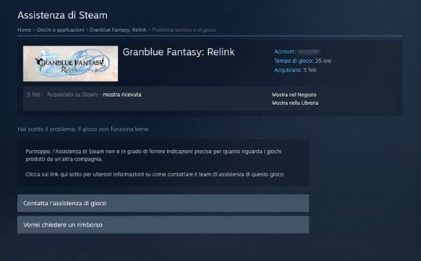 Chiedere il rimborso su Steam da computer