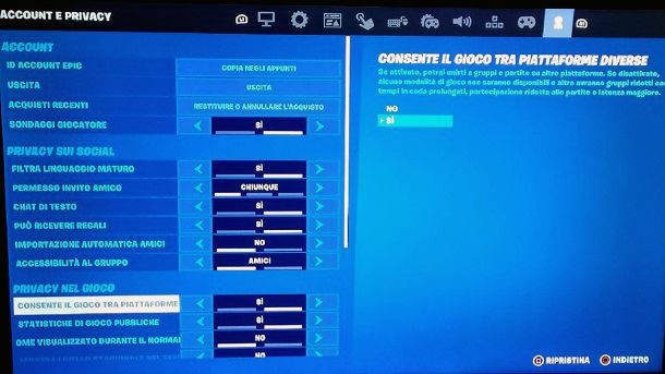 Come attivare cross platform Fortnite PlayStation