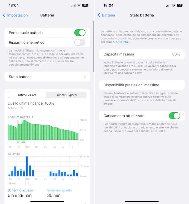 Impostazioni batteria iOS