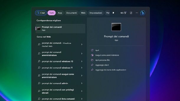 Avviare Prompt dei comandi Windows 11