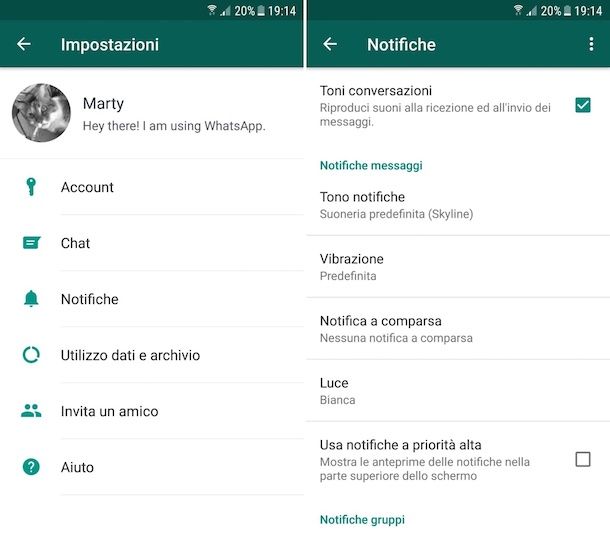 Come togliere anteprima messaggi WhatsApp