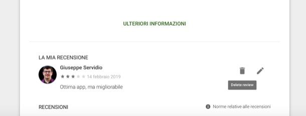 Cancellare recensioni Google