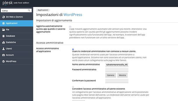 Installazione applicazioni Plesk