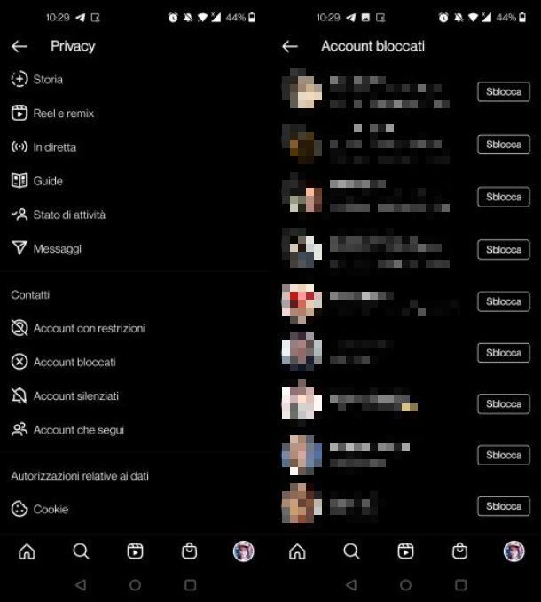 Come vedere le persone bloccate su Instagram