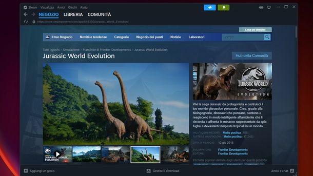 Come scaricare Jurassic World Evolution Steam