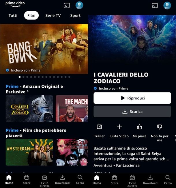 Come vedere film su Android Amazon Prime Video