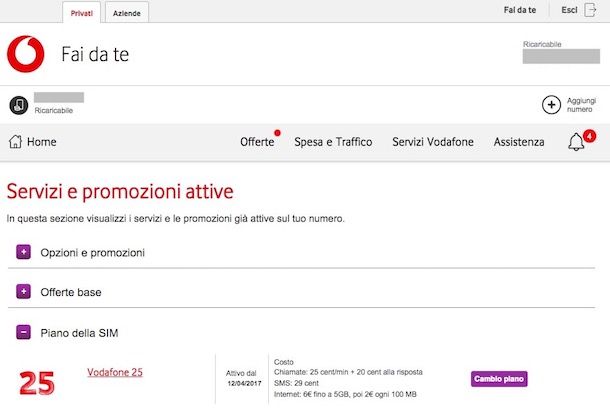 Come conoscere il proprio piano tariffario Vodafone