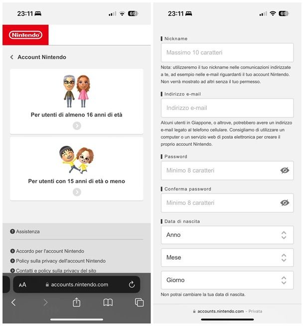 Come creare un account Nintendo