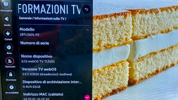 Sistema operativo e versione Smart TV LG