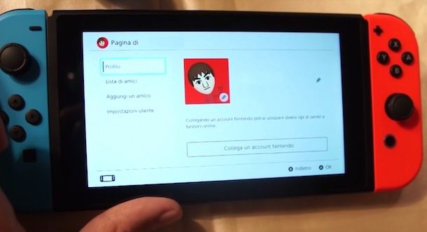 Collegare account Nintendo su Nintendo Switch