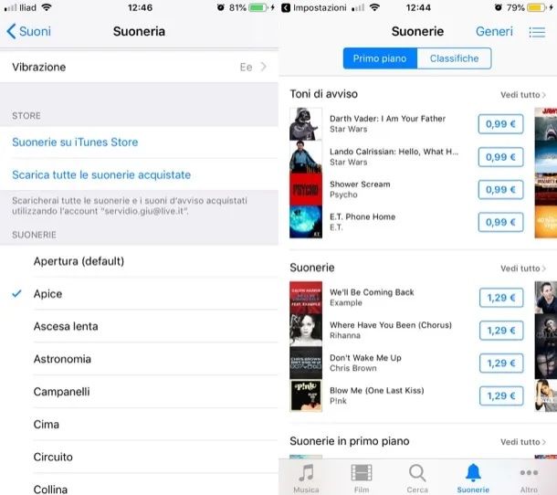 Modifica suoneria iOS