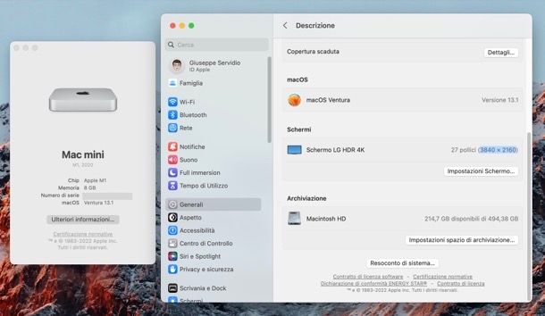 Impostazioni risoluzione schermo di macOS