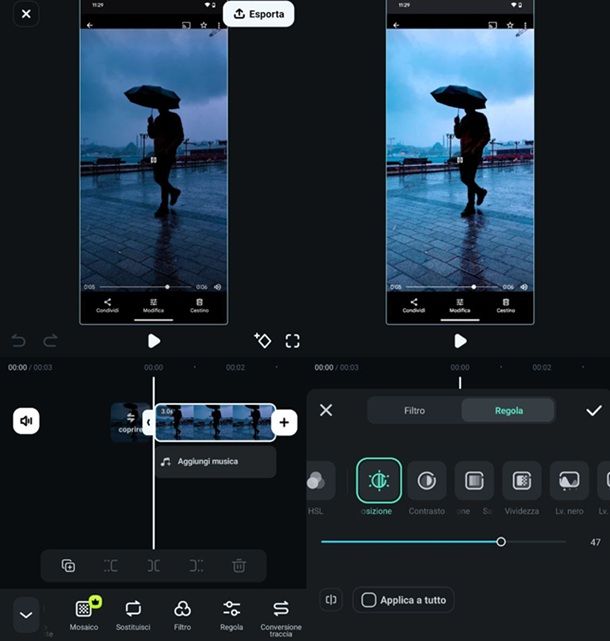 Come schiarire un video su Android con Filmora