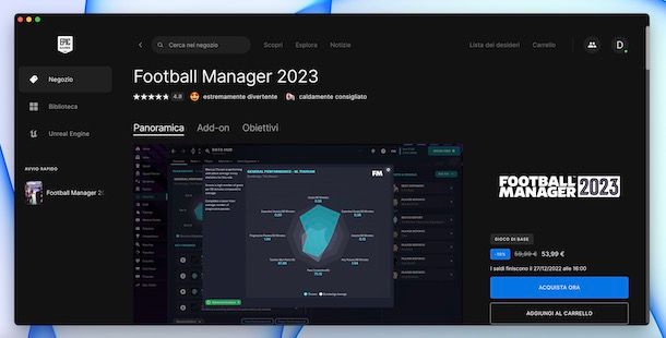 Football Manager su Epic Games