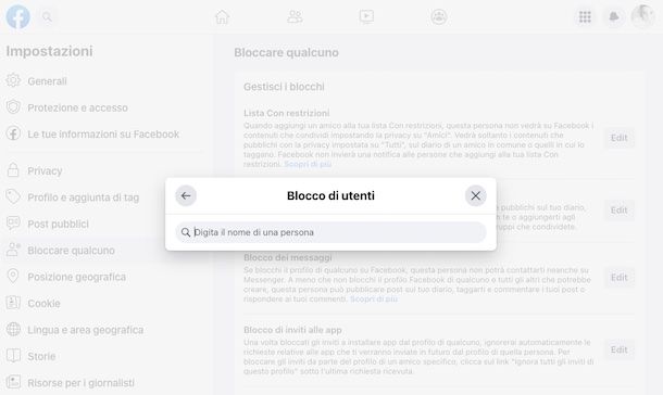 Bloccare messaggi privati di Facebook da PC