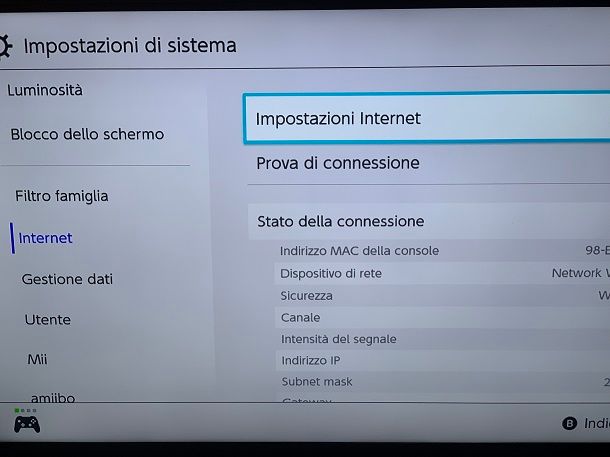 Connessione Switch online