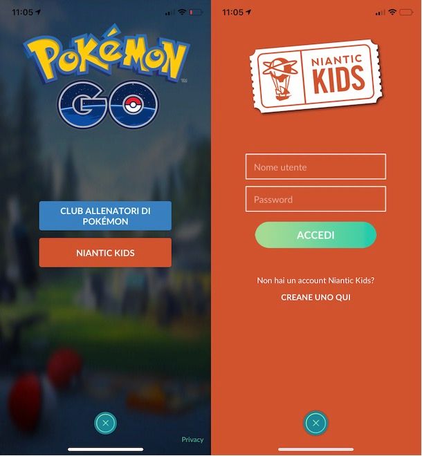 Accedere a Pokémon GO con Niantic Kids