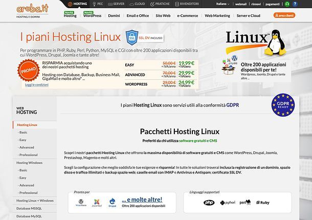 Hosting Linux Aruba