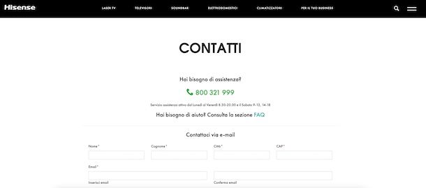 Contatti Hisense