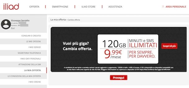 Come cambiare offerta Iliad